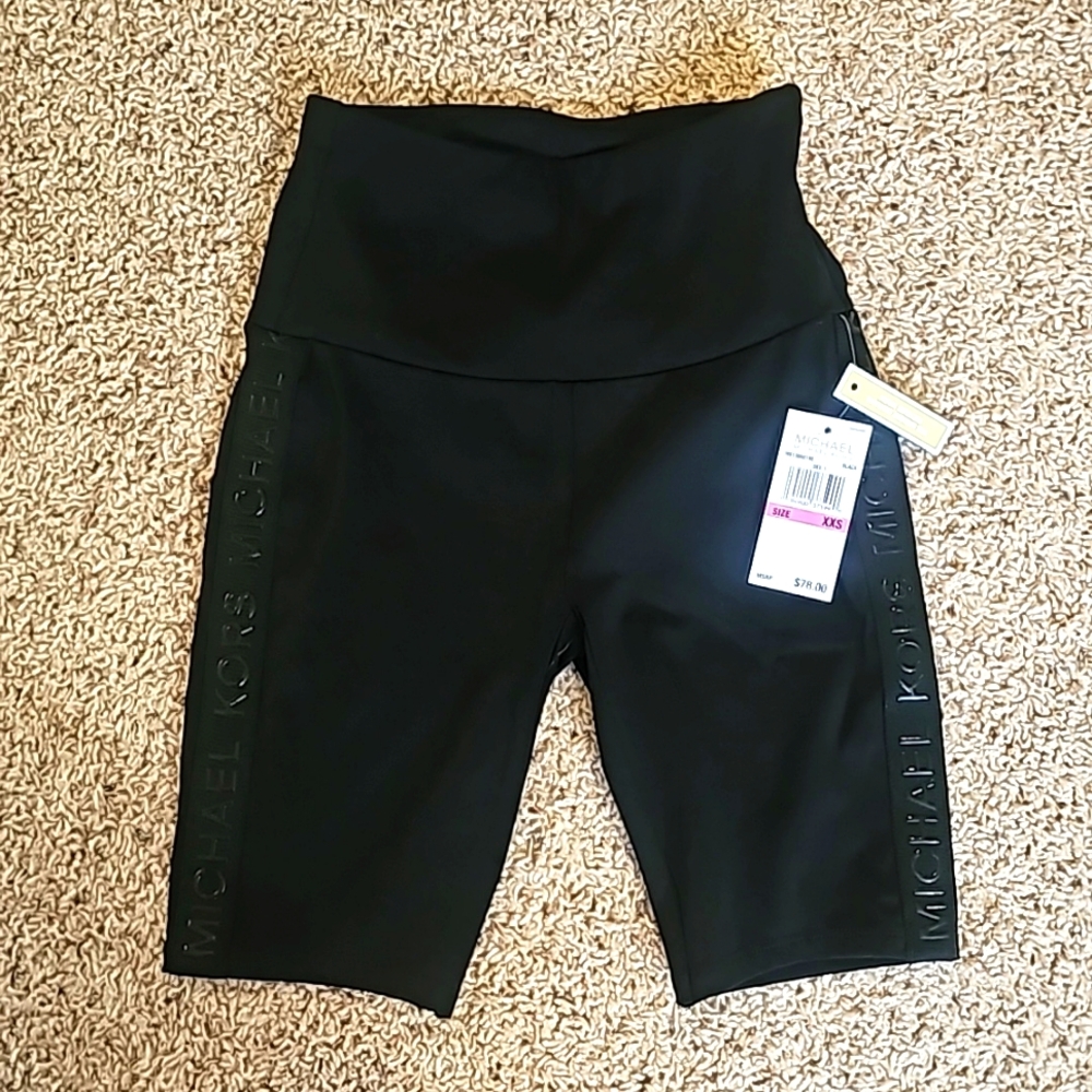 MICHAEL KORS LOGO TAPE BIKER SHORTS SZ XXS